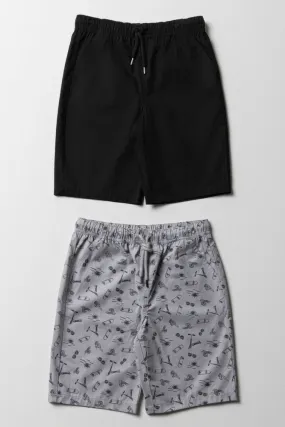 2 Pack Skate Shorts Black & Grey