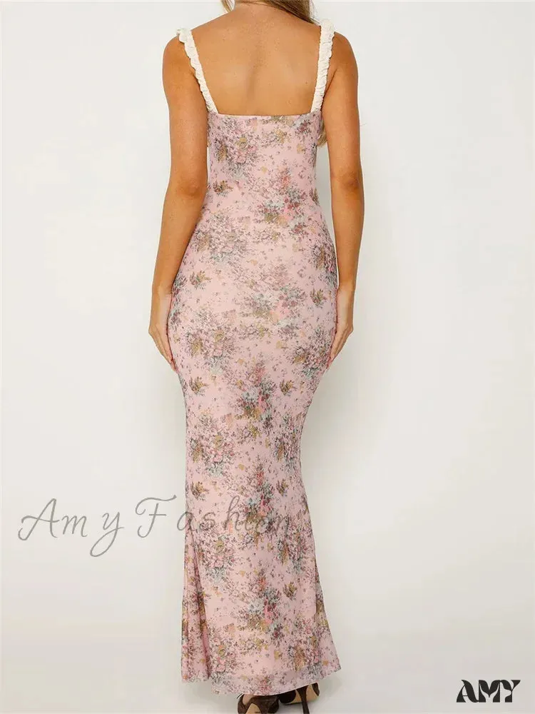 2024 Women  Sleeveless V-neck Backless Floral Print Patchwork Summer  Cocktail Party Female Vestidos