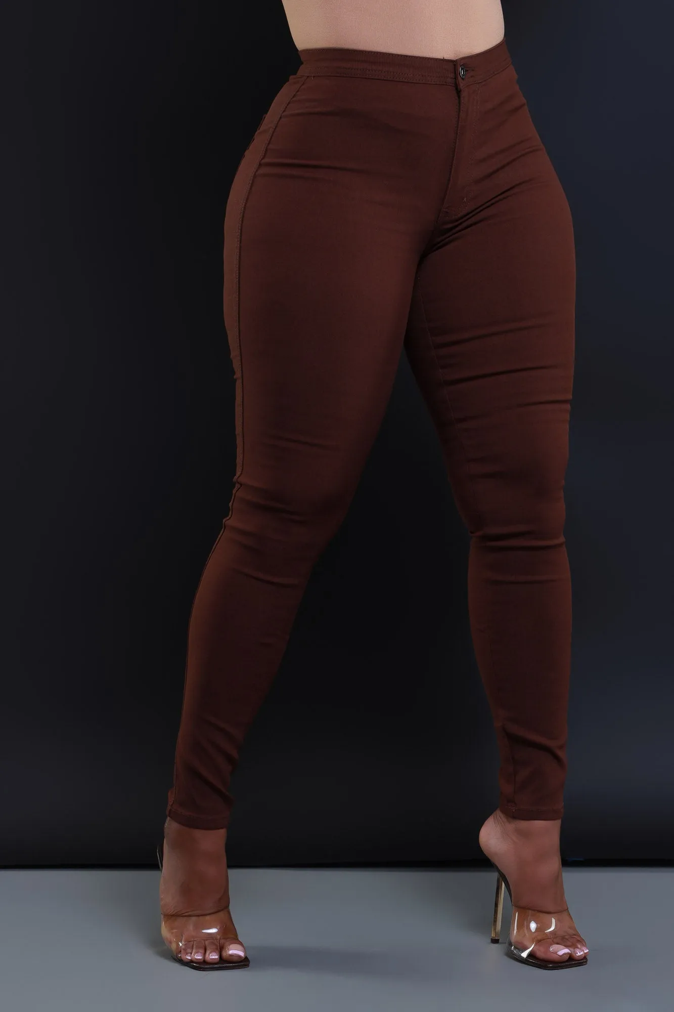 $5 Super Swank High Waist Stretchy Jeans - Chocolate