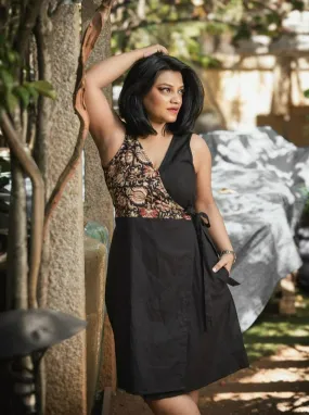 A Dream in Black Handloom Cotton Wrap Dress