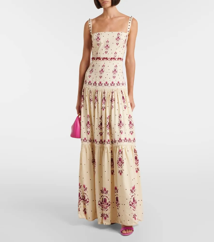 Agua by Agua Bendita Lima Relato embroidered linen maxi dress