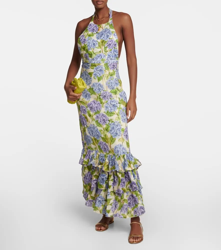 Agua by Agua Bendita Magnolia Hortensia linen maxi dress