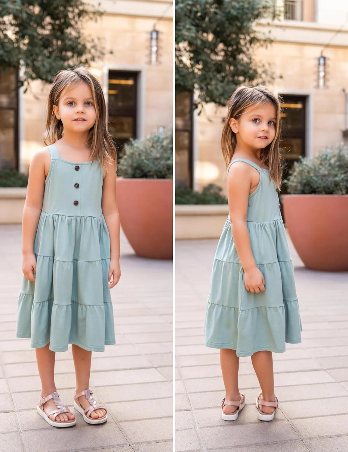 Arshiner Toddler Girl Dresses Casual Sleeveless Swing Flowy Sundress