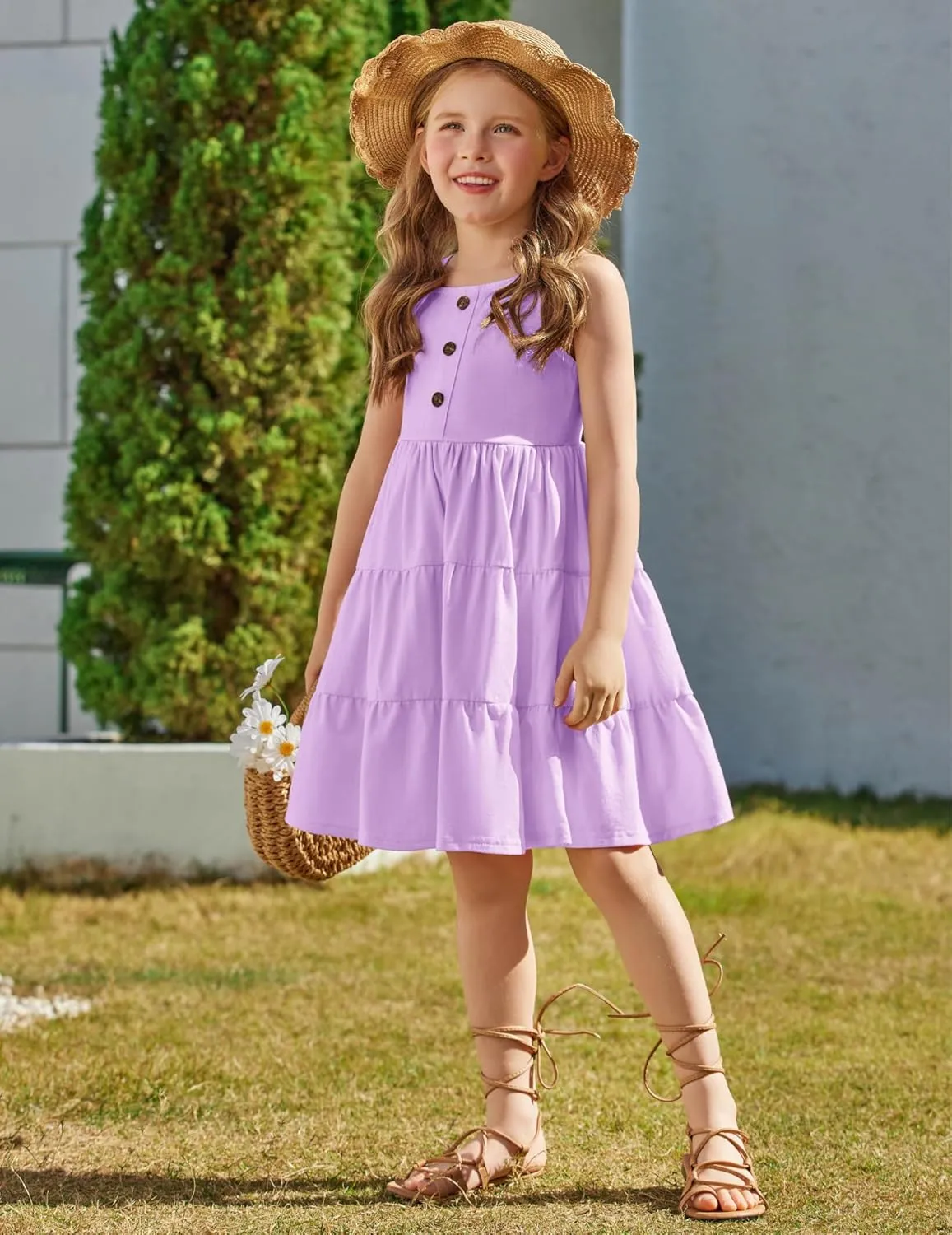Arshiner Toddler Girl Dresses Casual Sleeveless Swing Flowy Sundress