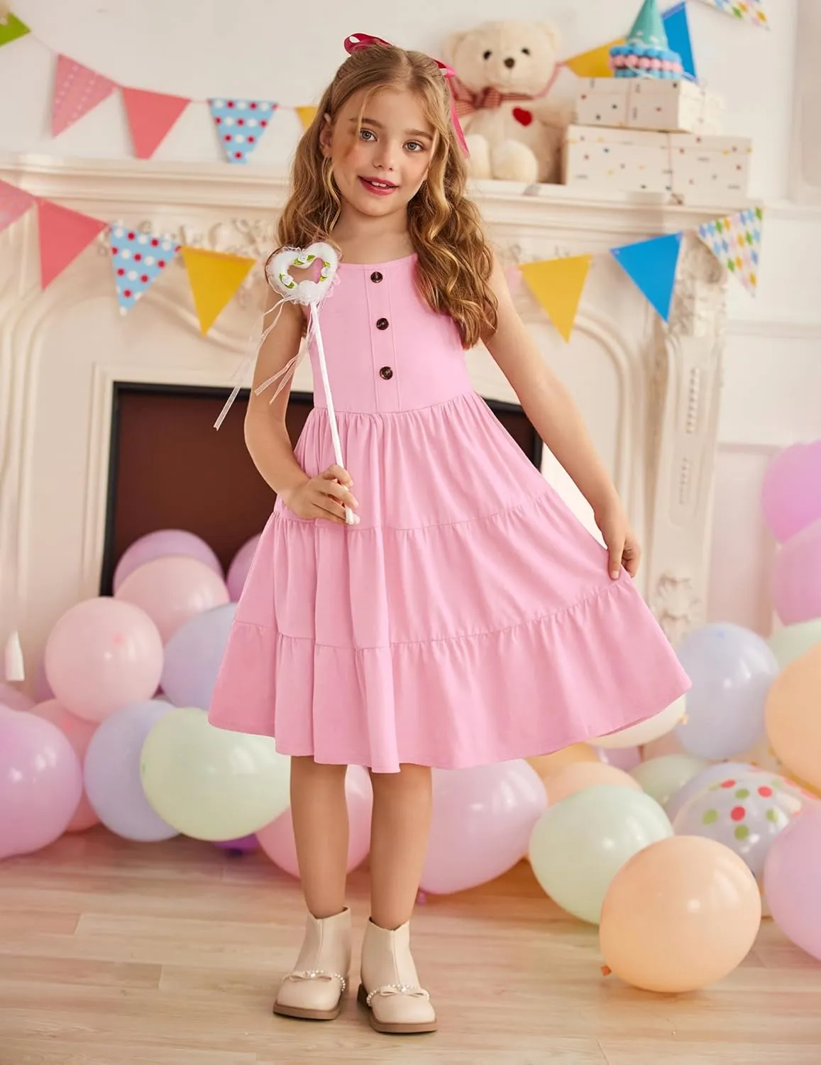 Arshiner Toddler Girl Dresses Casual Sleeveless Swing Flowy Sundress