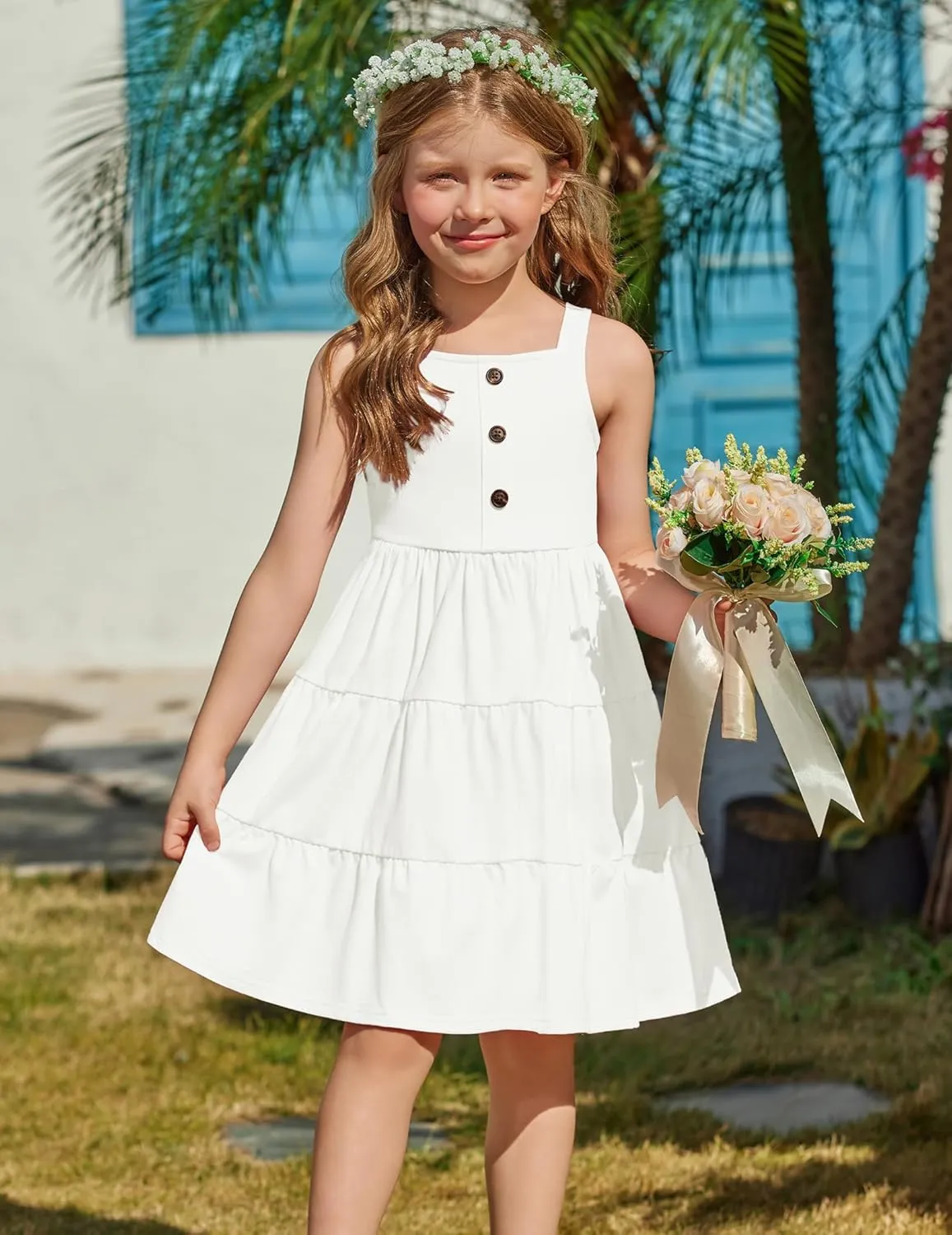 Arshiner Toddler Girl Dresses Casual Sleeveless Swing Flowy Sundress