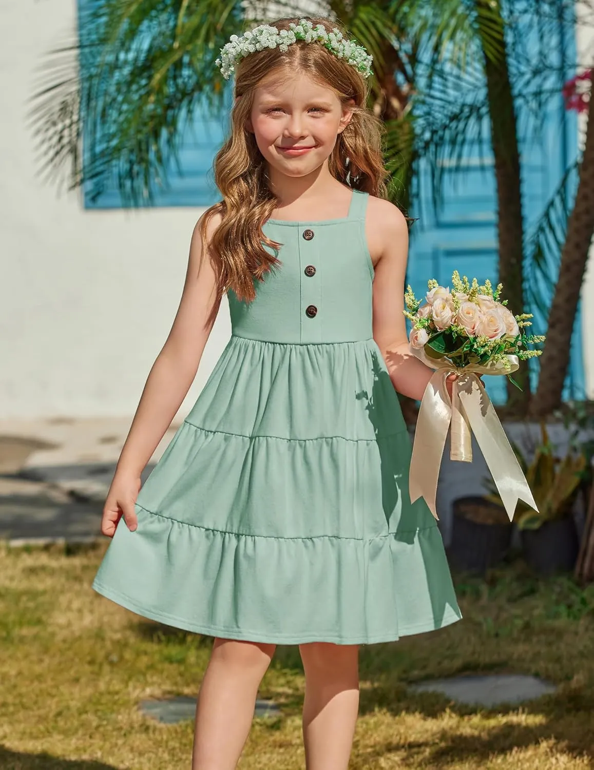 Arshiner Toddler Girl Dresses Casual Sleeveless Swing Flowy Sundress