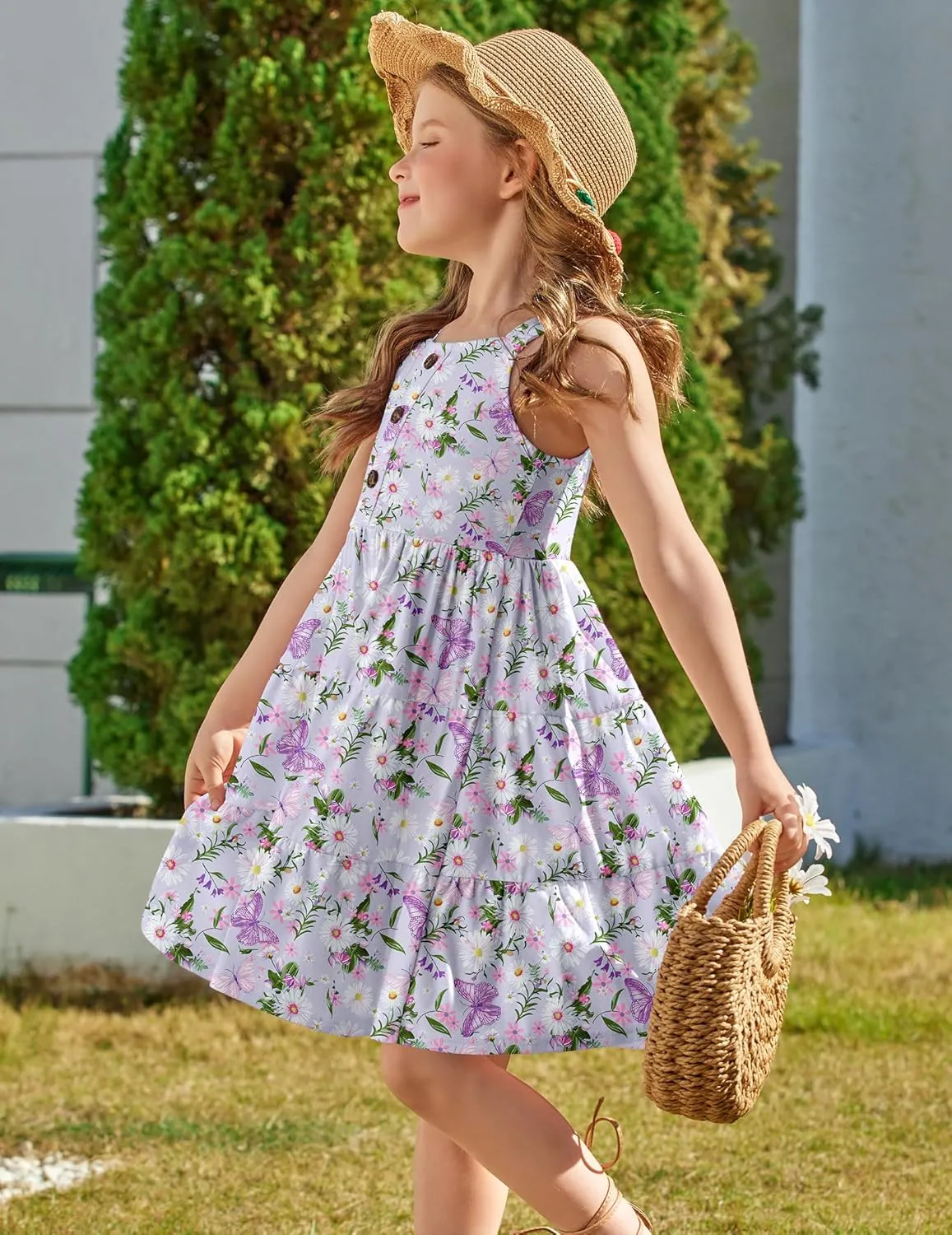 Arshiner Toddler Girl Dresses Casual Sleeveless Swing Flowy Sundress