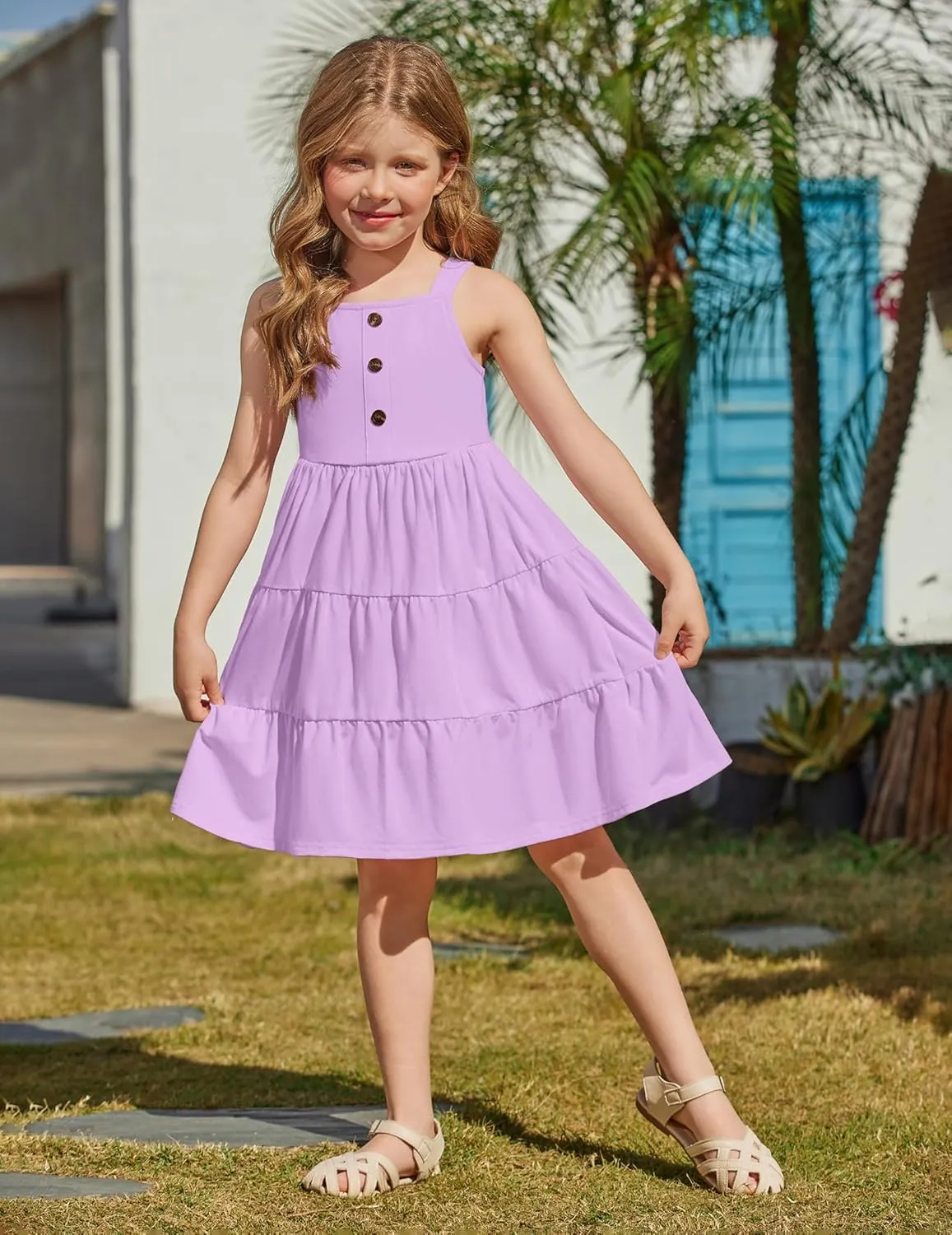 Arshiner Toddler Girl Dresses Casual Sleeveless Swing Flowy Sundress