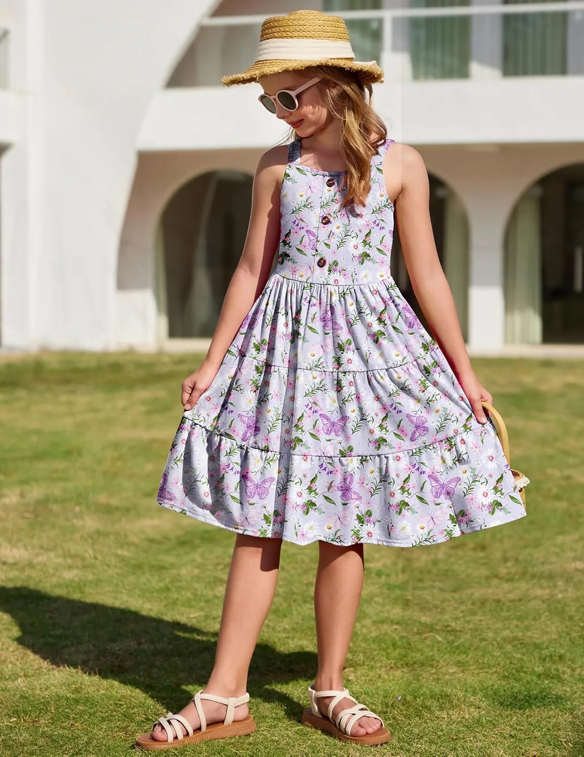 Arshiner Toddler Girl Dresses Casual Sleeveless Swing Flowy Sundress