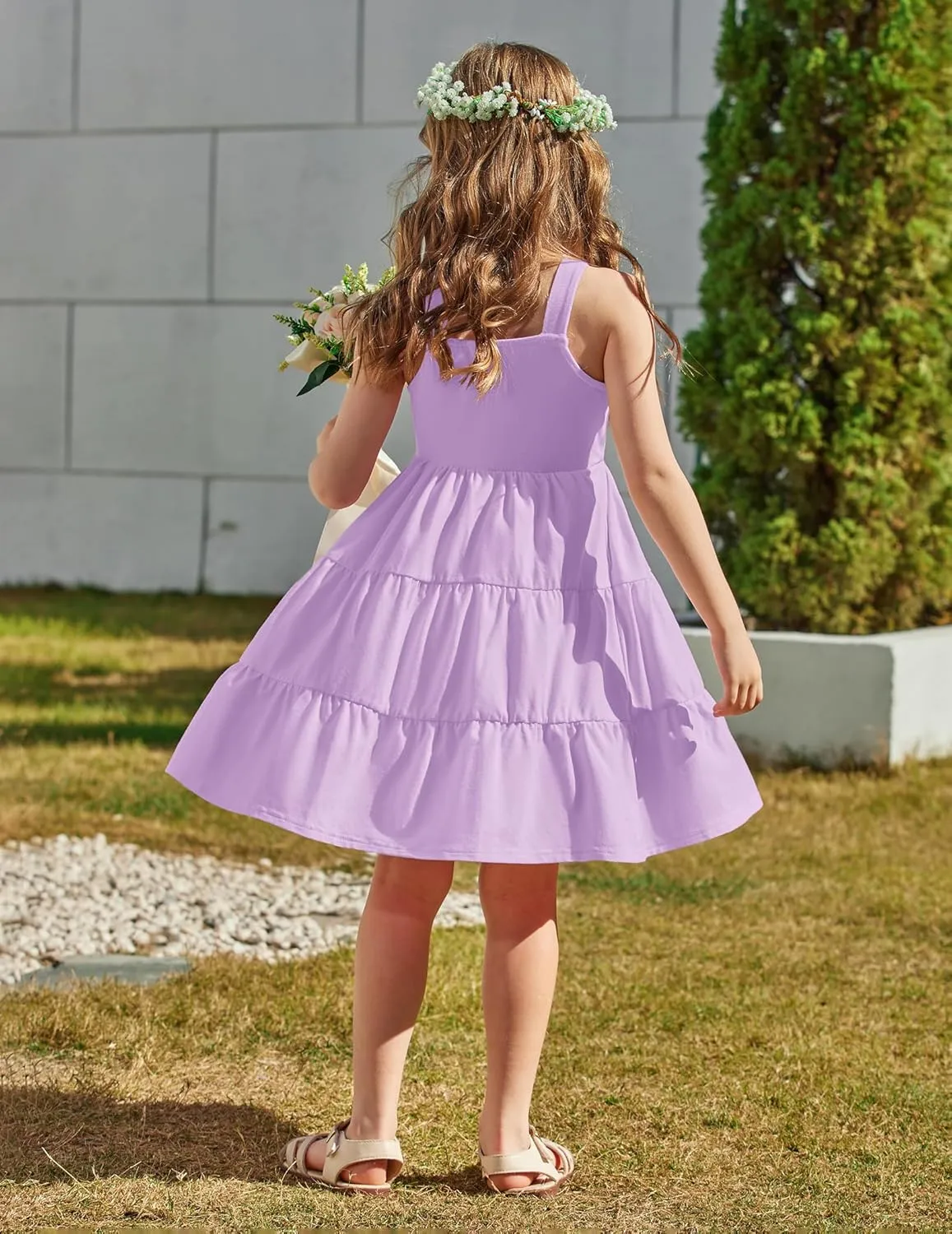 Arshiner Toddler Girl Dresses Casual Sleeveless Swing Flowy Sundress