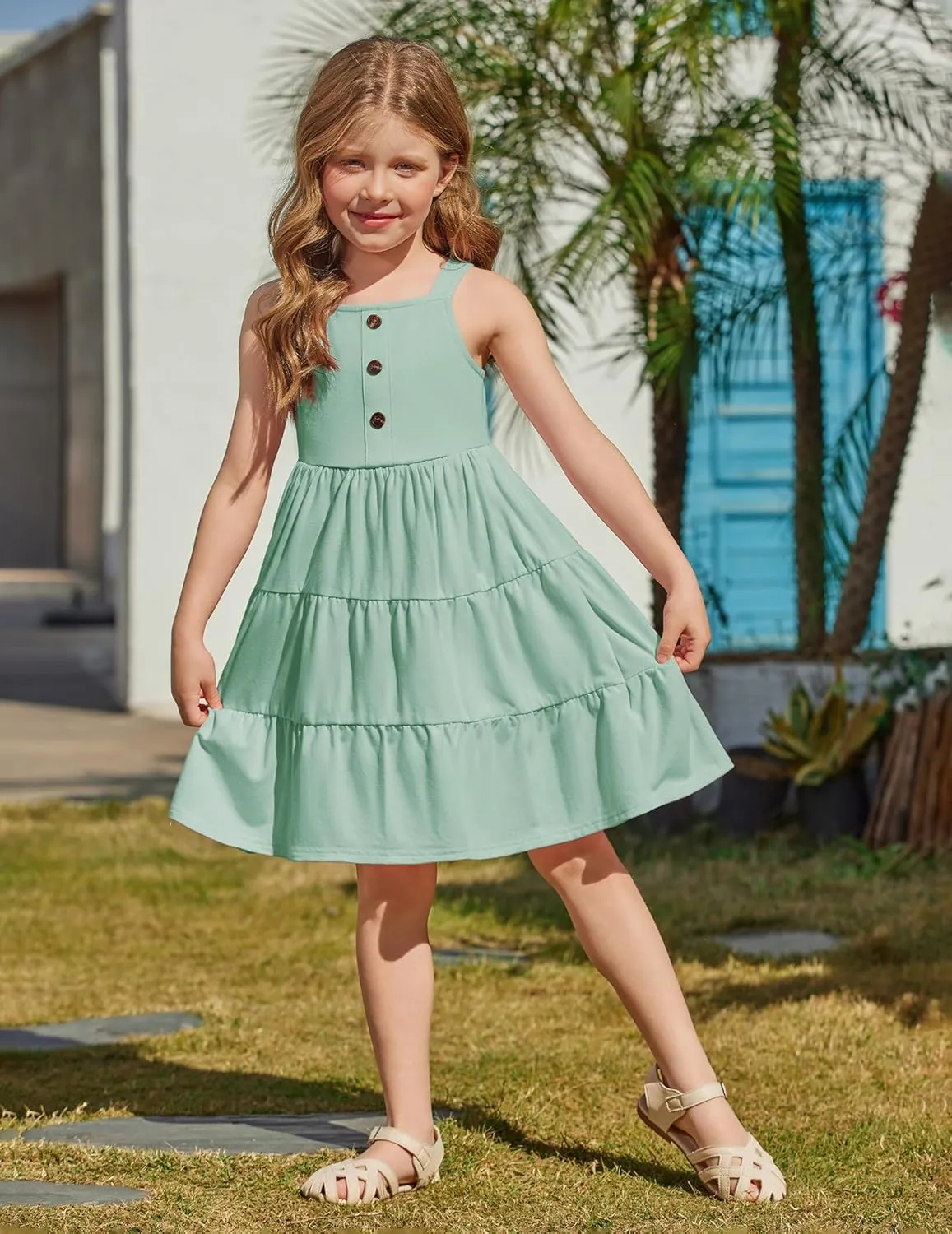 Arshiner Toddler Girl Dresses Casual Sleeveless Swing Flowy Sundress