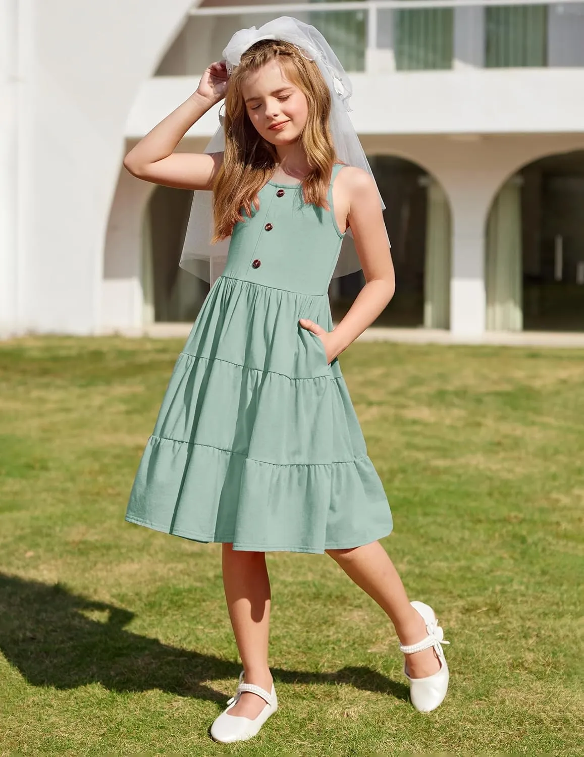 Arshiner Toddler Girl Dresses Casual Sleeveless Swing Flowy Sundress