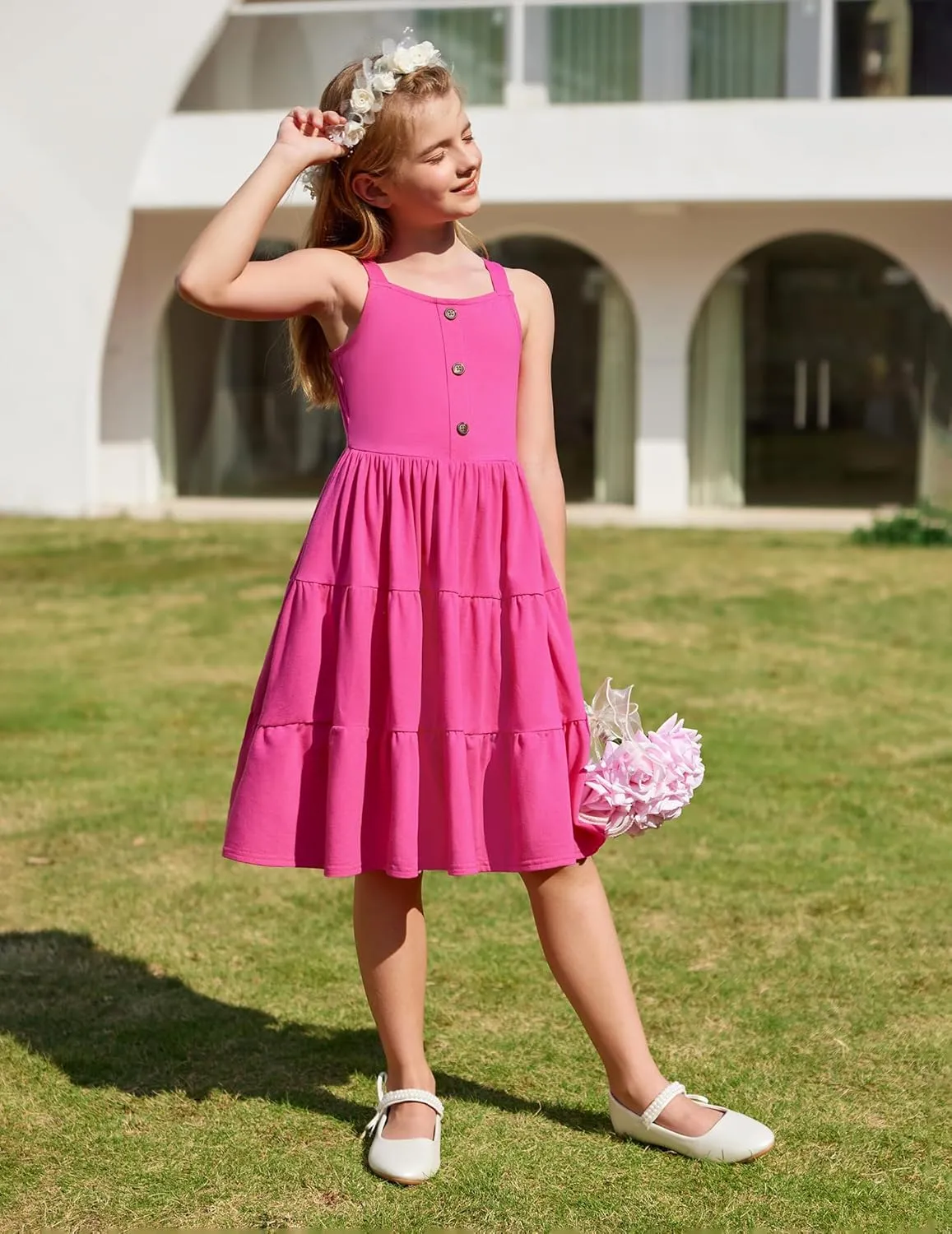 Arshiner Toddler Girl Dresses Casual Sleeveless Swing Flowy Sundress