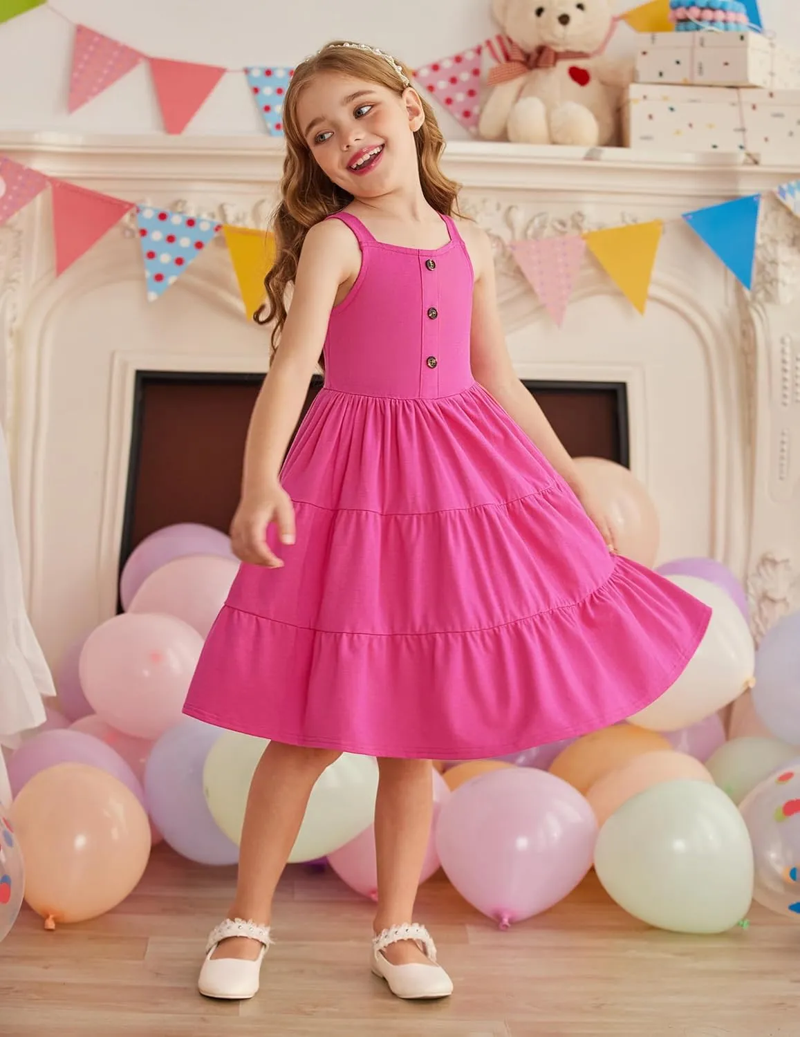Arshiner Toddler Girl Dresses Casual Sleeveless Swing Flowy Sundress