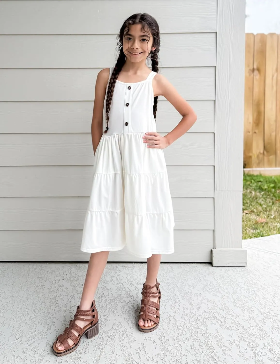Arshiner Toddler Girl Dresses Casual Sleeveless Swing Flowy Sundress