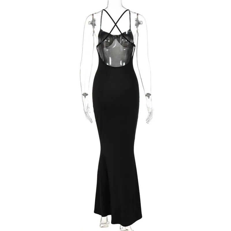 Backless Draped Bodycon Sleeveless Maxi Dress