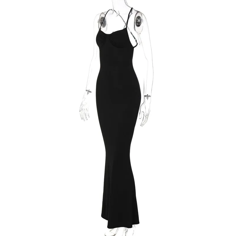 Backless Draped Bodycon Sleeveless Maxi Dress