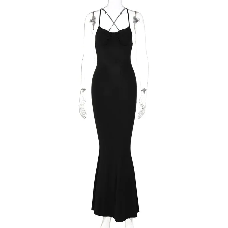 Backless Draped Bodycon Sleeveless Maxi Dress