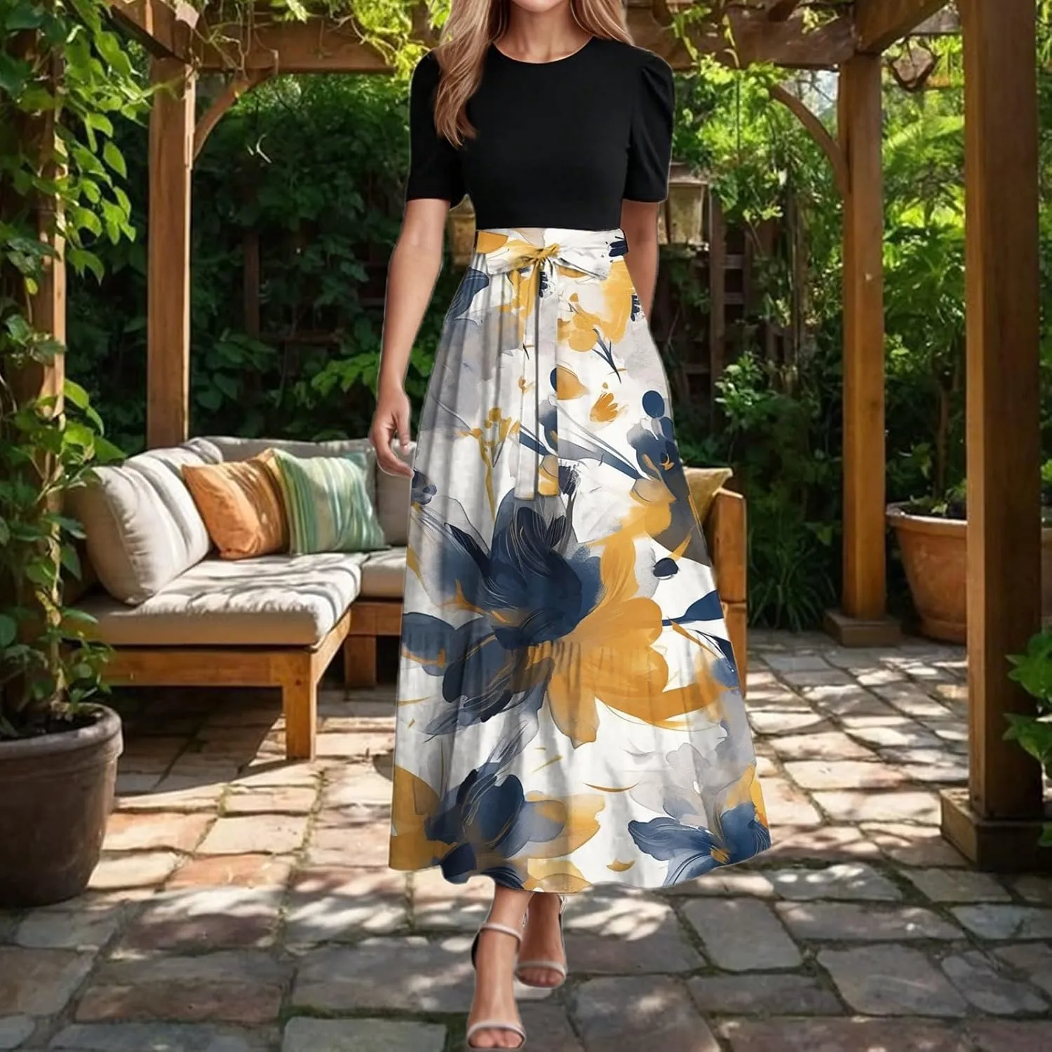 Beach Wedding Guest Dress Womens 2025 Summer Maternity Maxi Dresses for Photoshoot Short Sleeve Baby Shower Casual Long Dress