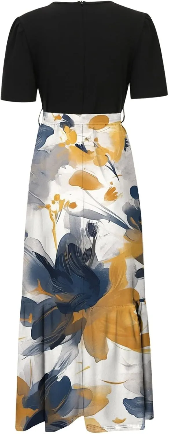 Beach Wedding Guest Dress Womens 2025 Summer Maternity Maxi Dresses for Photoshoot Short Sleeve Baby Shower Casual Long Dress