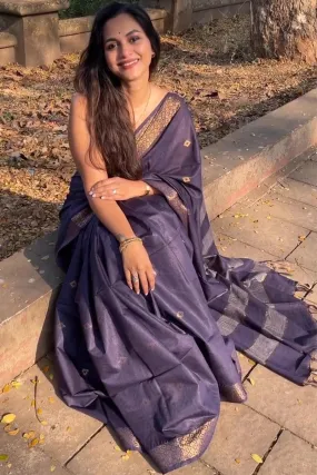 Beleaguer Purple Soft Silk Saree With Ratatouille Blouse Piece
