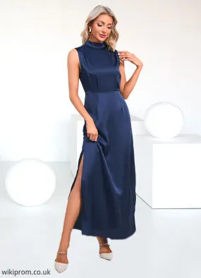 Belen High Neck Elegant A-line Satin Maxi Dresses SWKP0022520