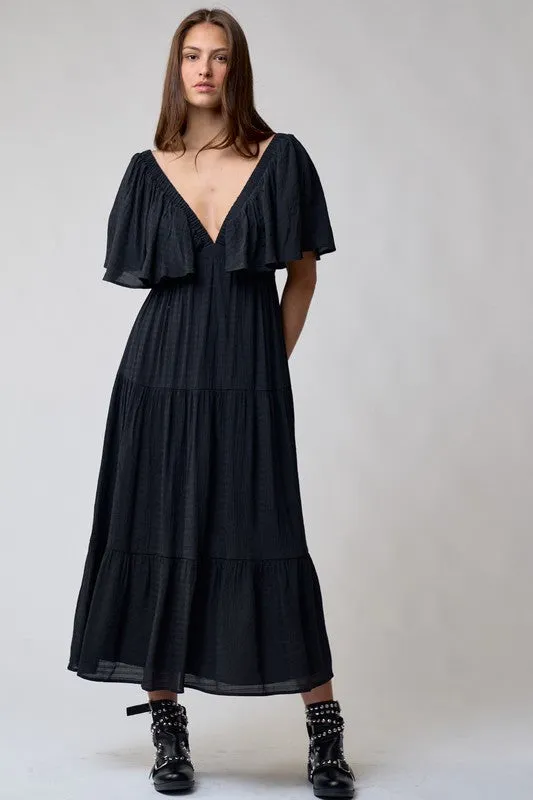Black Maxi Dress With Flutter Sleeves