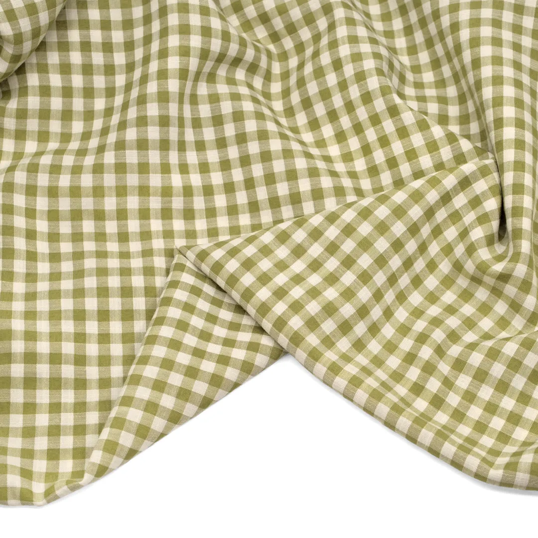 Bonbon Viscose Cotton Gingham - Green Pea
