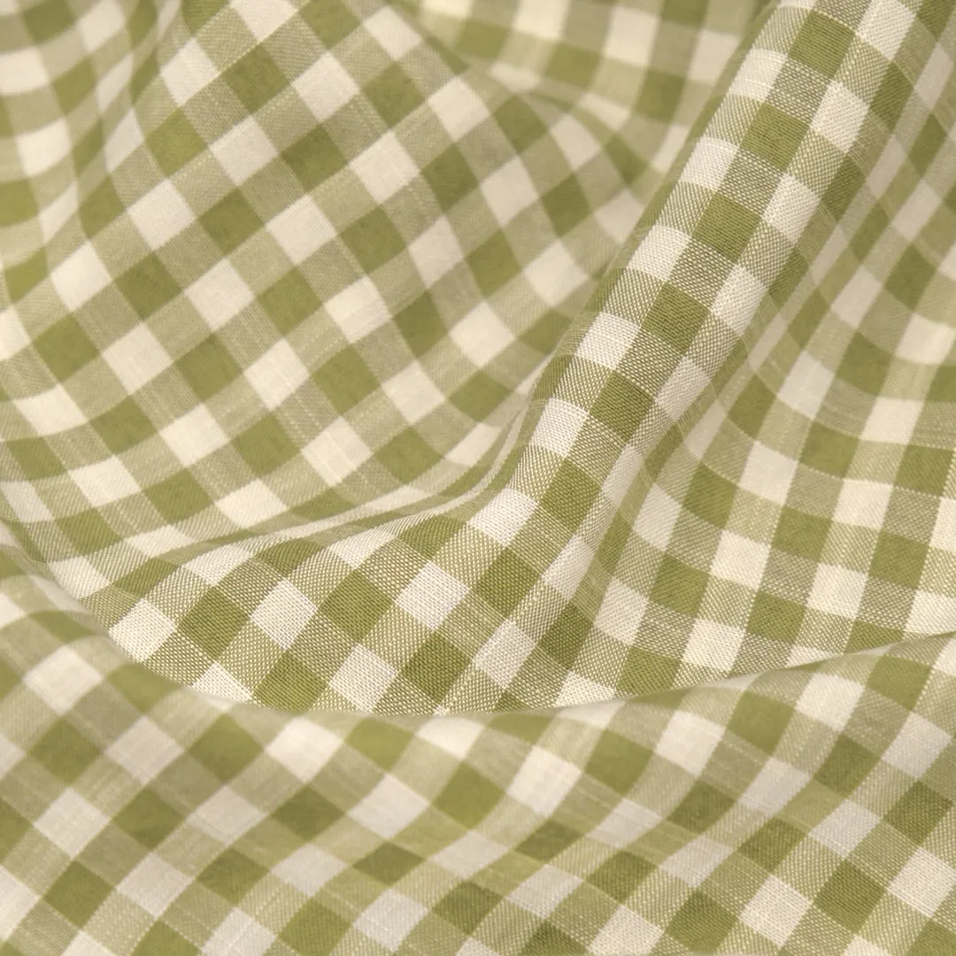 Bonbon Viscose Cotton Gingham - Green Pea