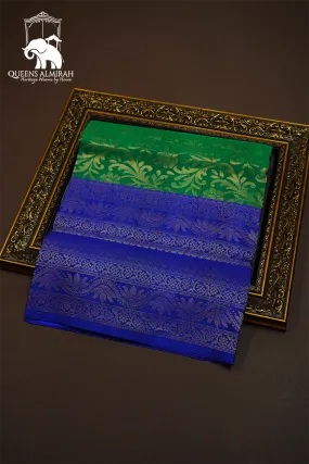 BOTTLE GREEN WITH ROYAL BLUE SOFT SILK SAREE