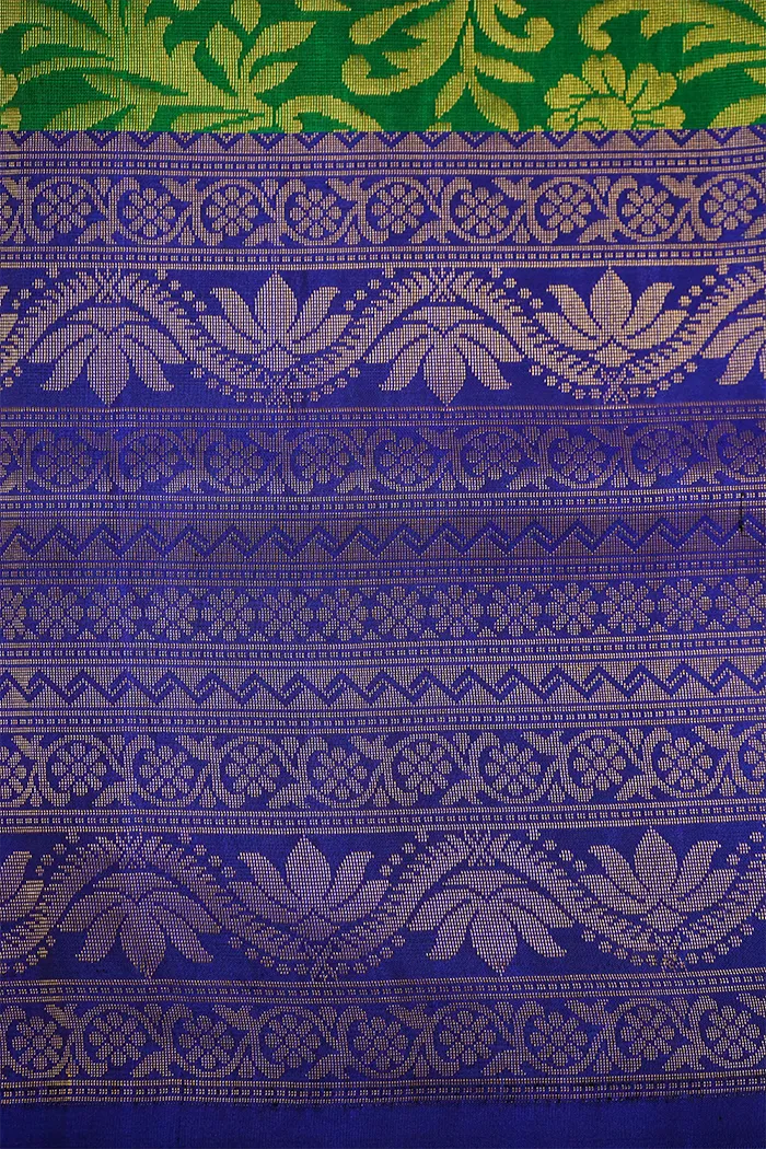 BOTTLE GREEN WITH ROYAL BLUE SOFT SILK SAREE