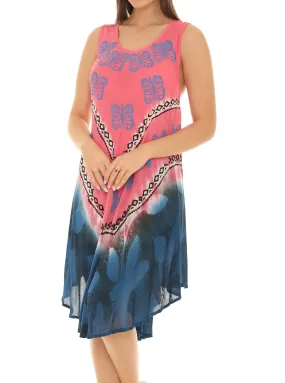 Butterflies With Two Tone Midi Rayon Sundress