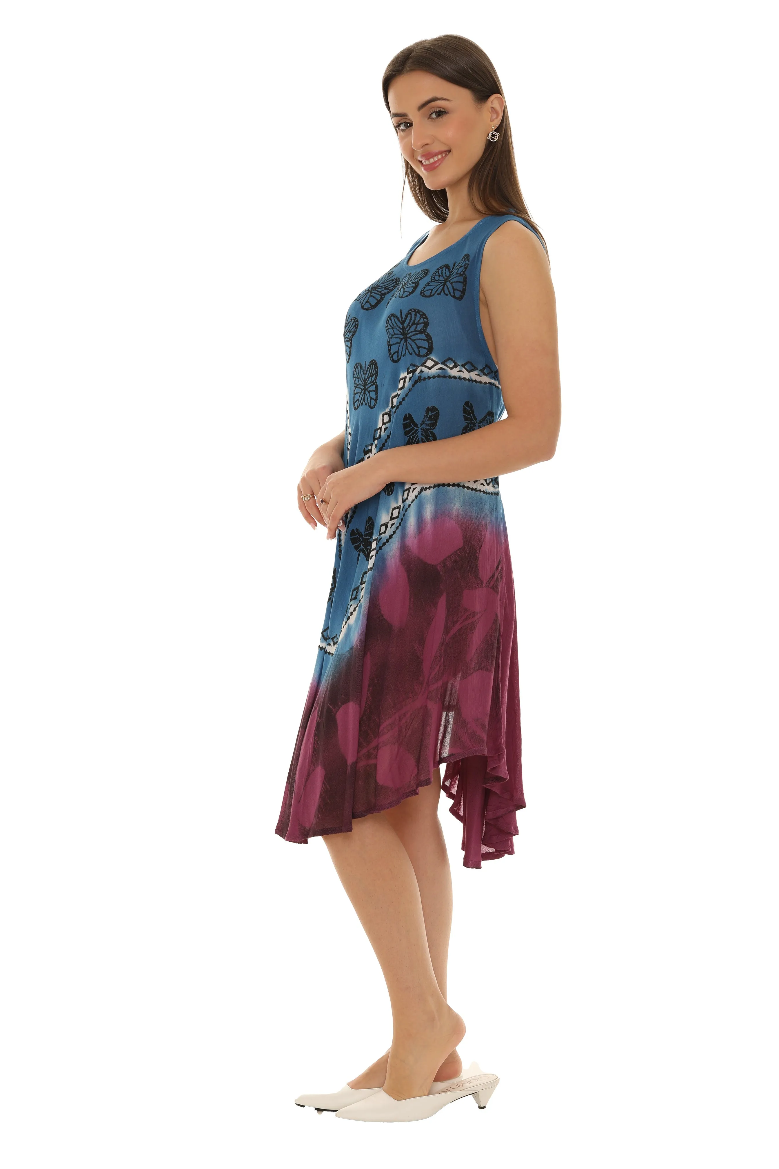 Butterflies With Two Tone Midi Rayon Sundress