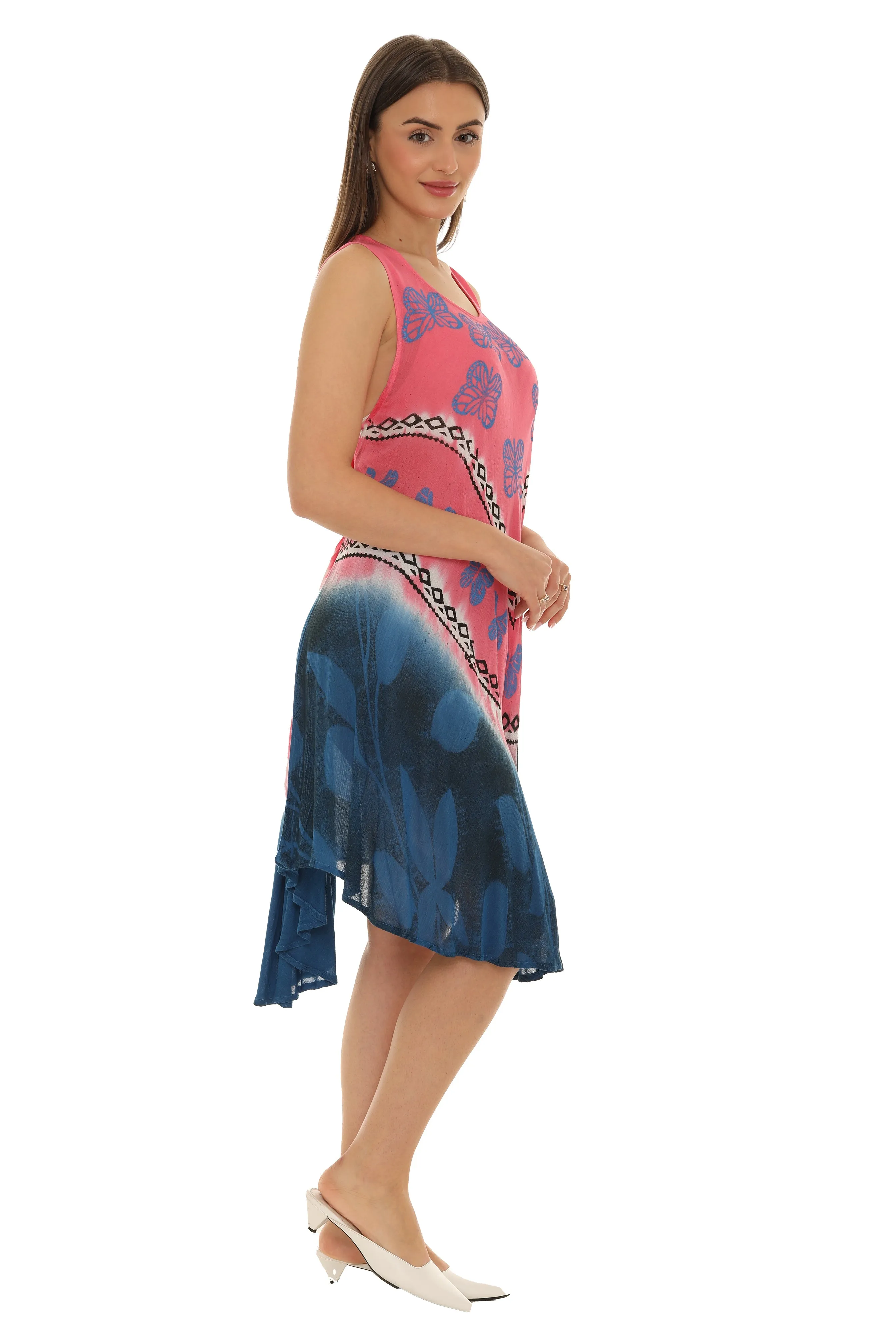 Butterflies With Two Tone Midi Rayon Sundress