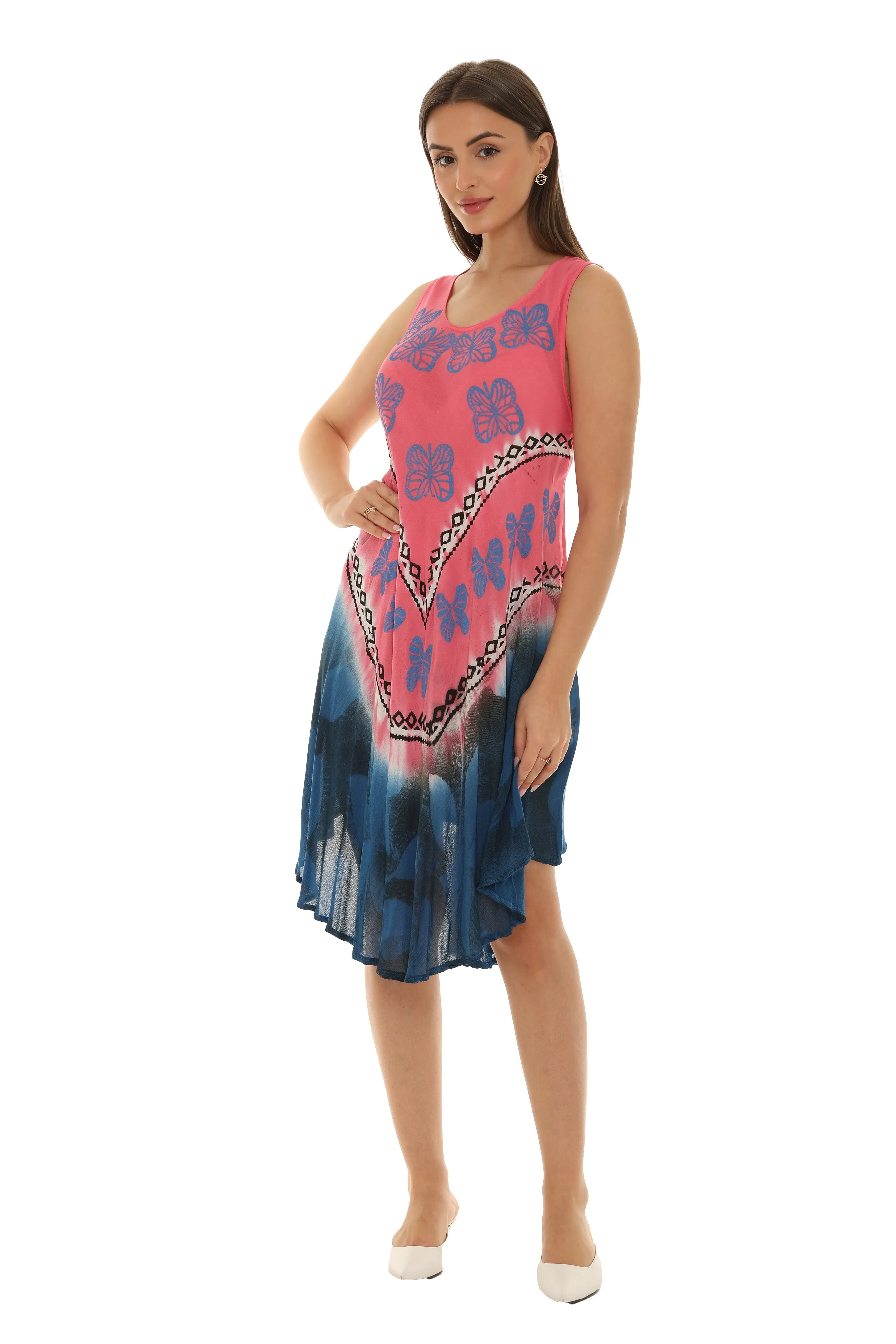 Butterflies With Two Tone Midi Rayon Sundress