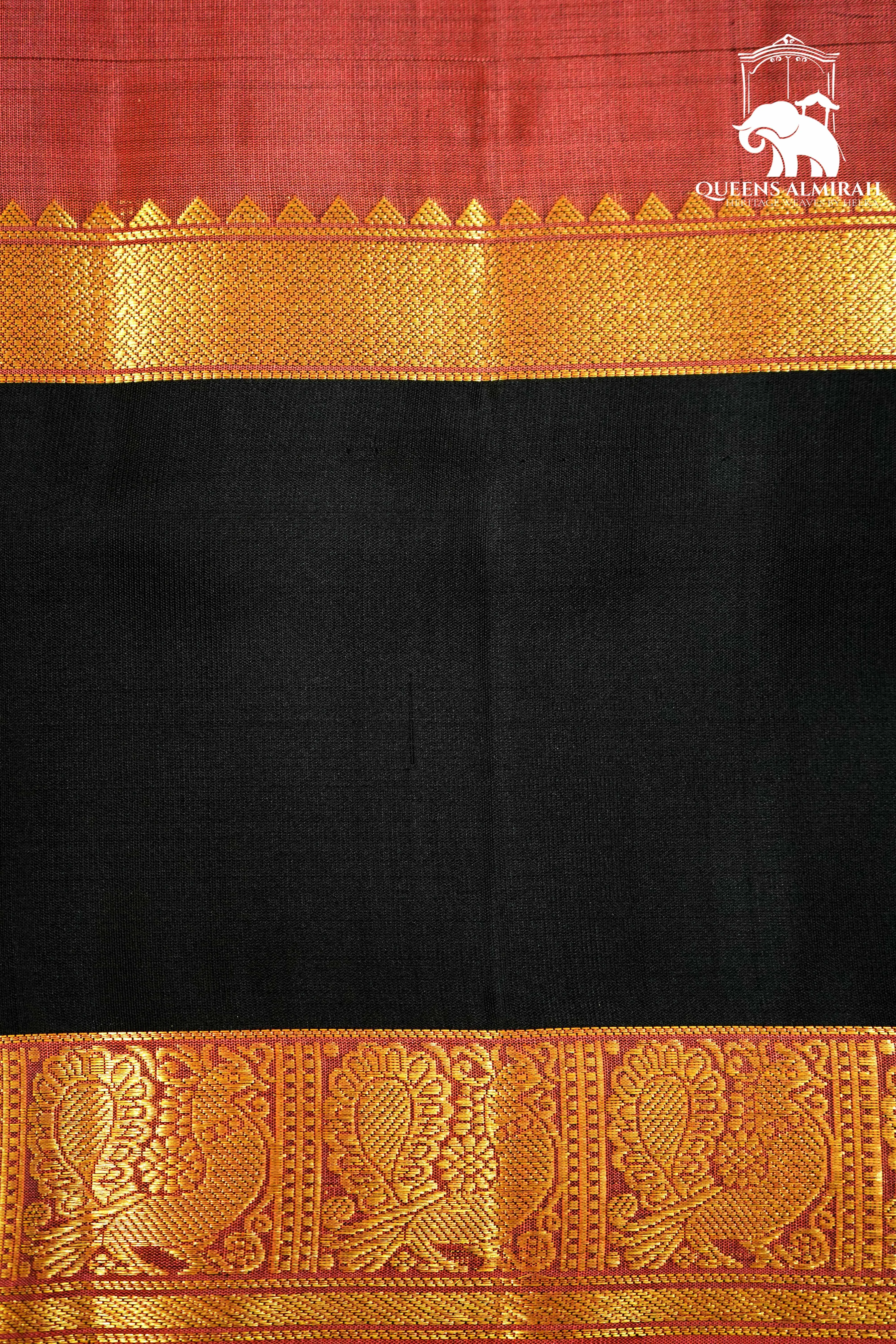 COPPER RUST WITH BLACK SOFT SILK SAREE