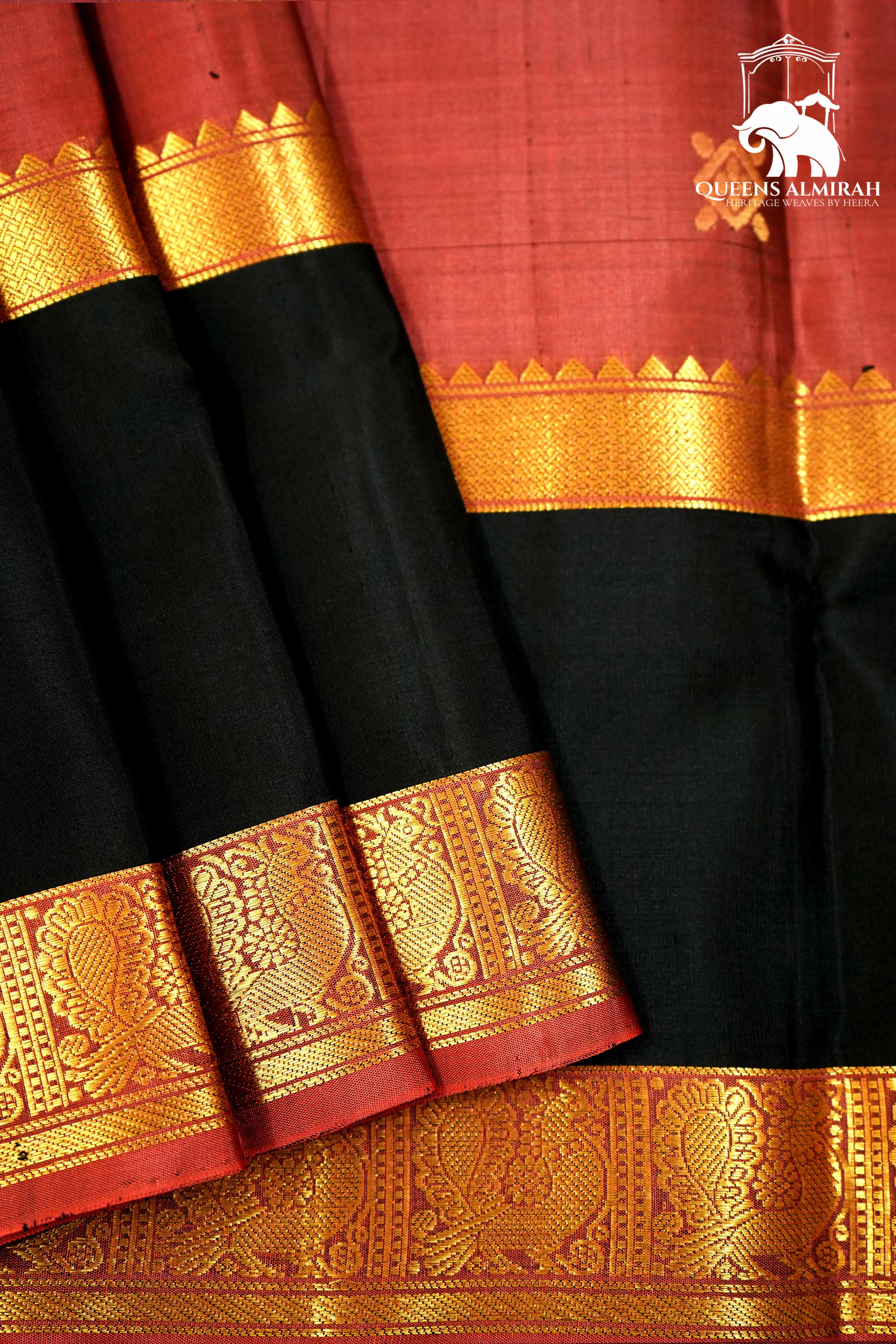 COPPER RUST WITH BLACK SOFT SILK SAREE