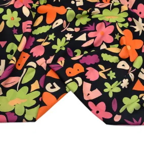 Deadstock Reading Garden Viscose Challis - Black/Orange/Multi
