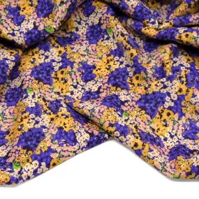 Deadstock Rolling Meadows Printed Viscose - Azure/Golden