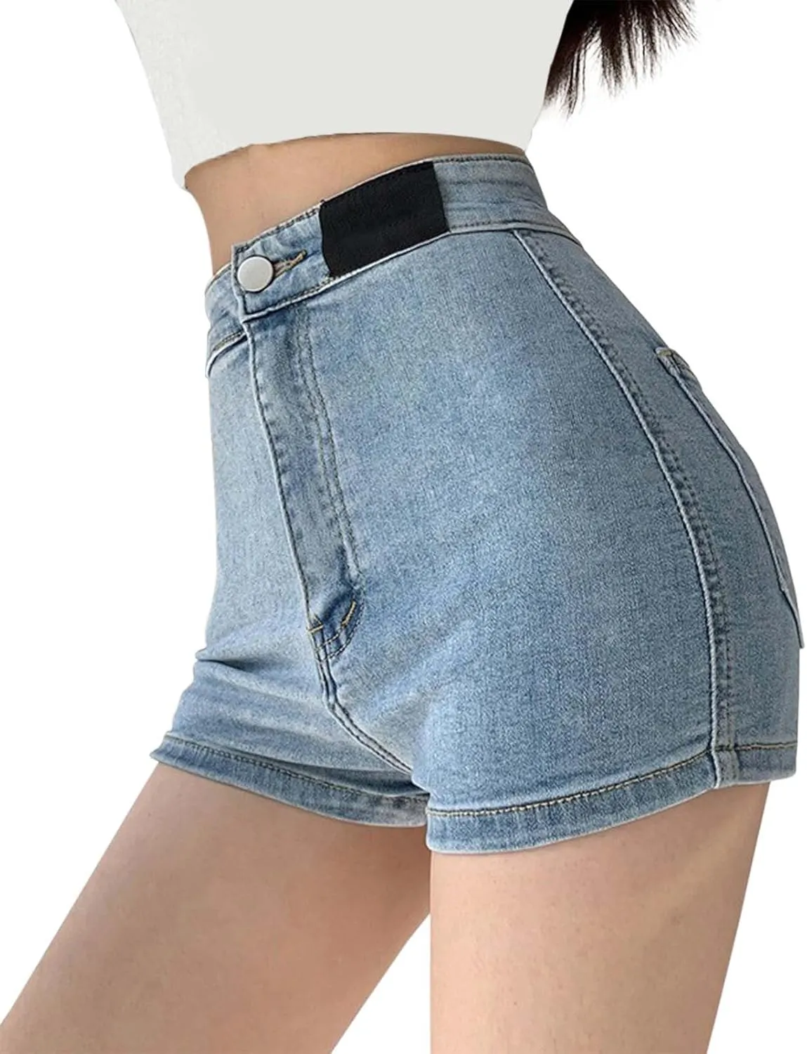 Denim Shorts for Women Summer Sexy Slim Fit High Waisted Hot Pants Trendy Casual Comfortable Tight Shorts with Pockets