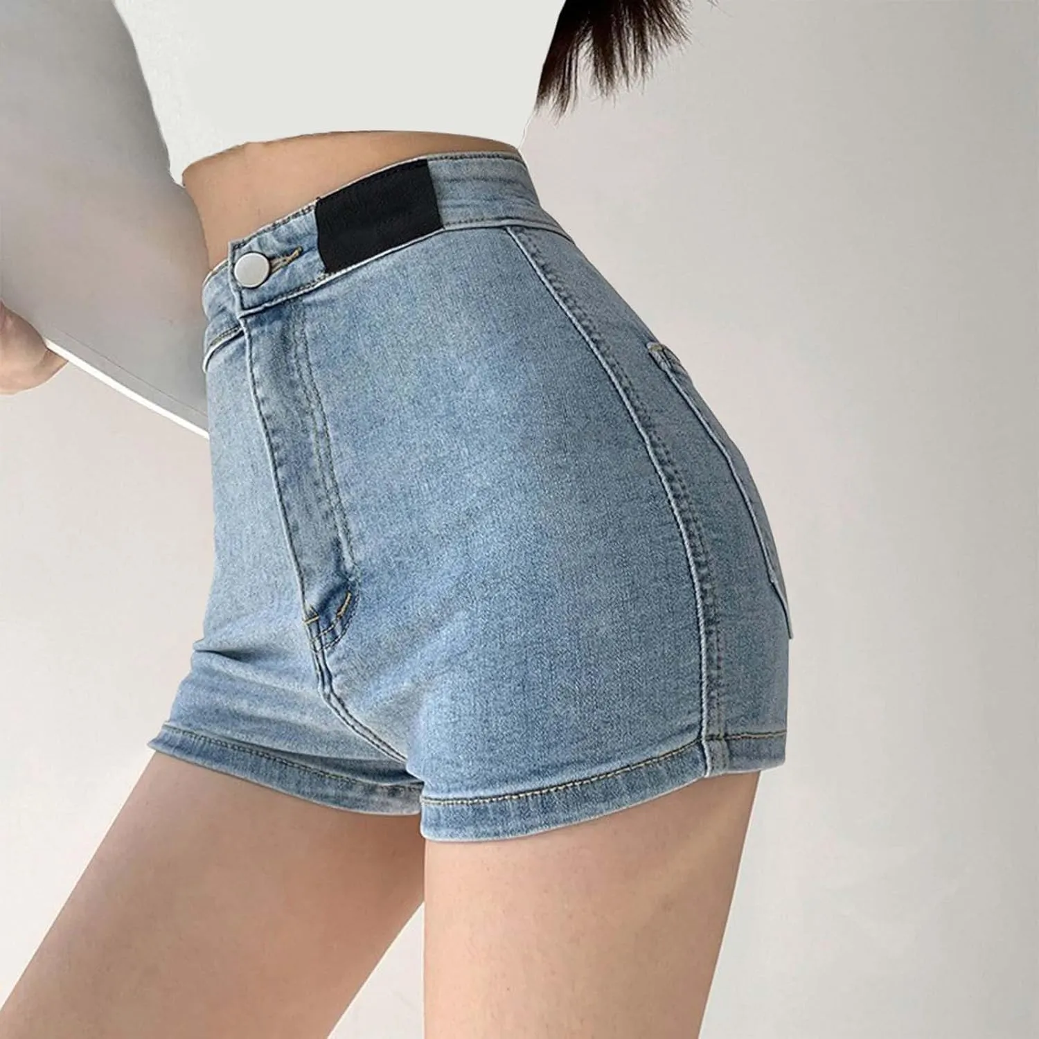 Denim Shorts for Women Summer Sexy Slim Fit High Waisted Hot Pants Trendy Casual Comfortable Tight Shorts with Pockets