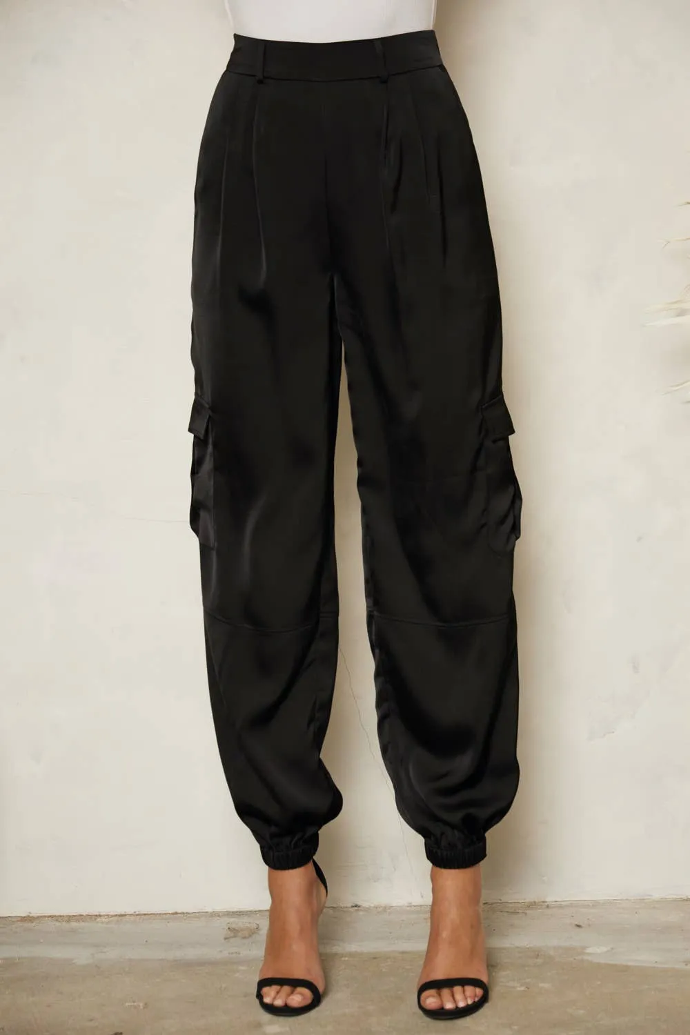 Ella's High Waisted Satin Joggers