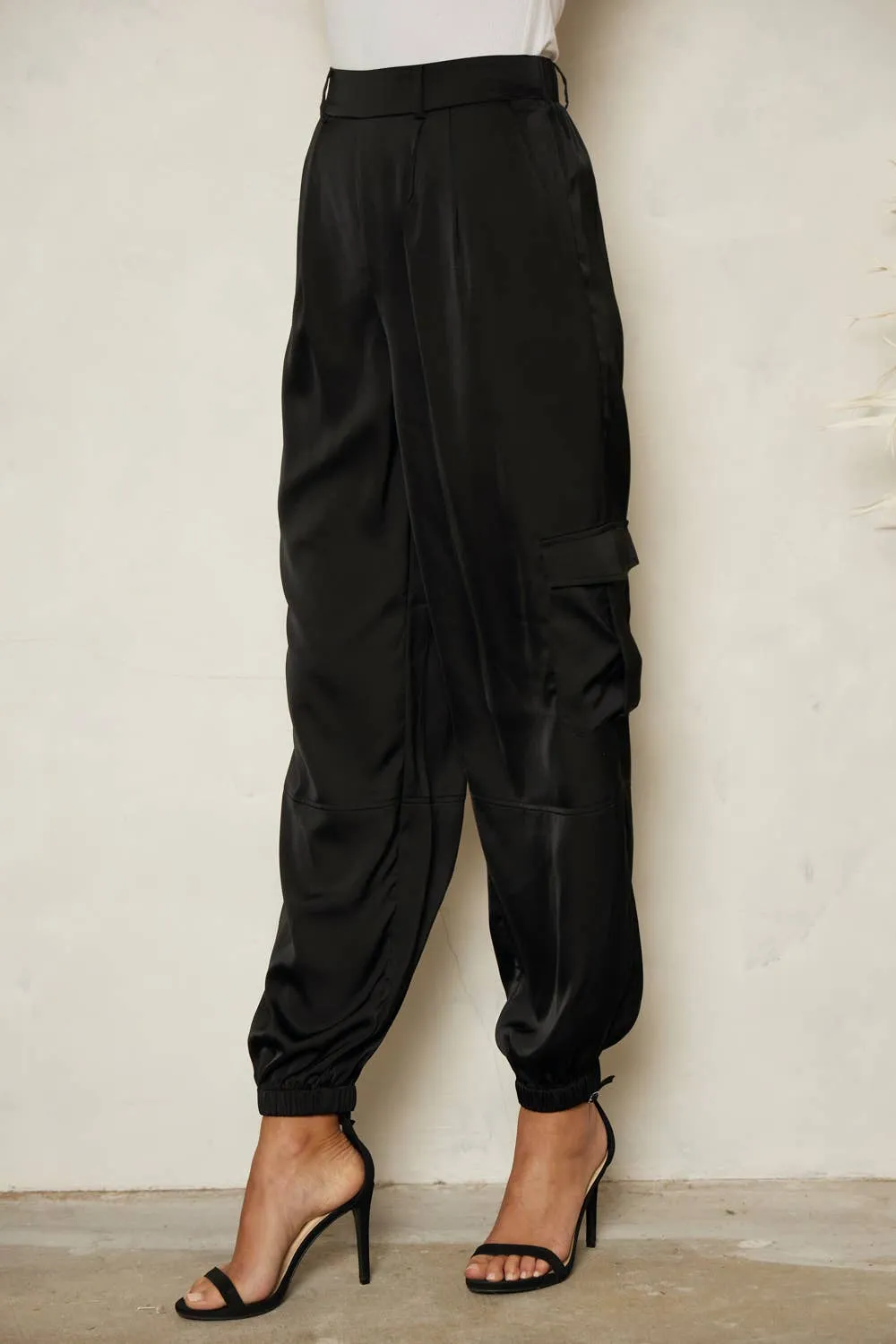Ella's High Waisted Satin Joggers