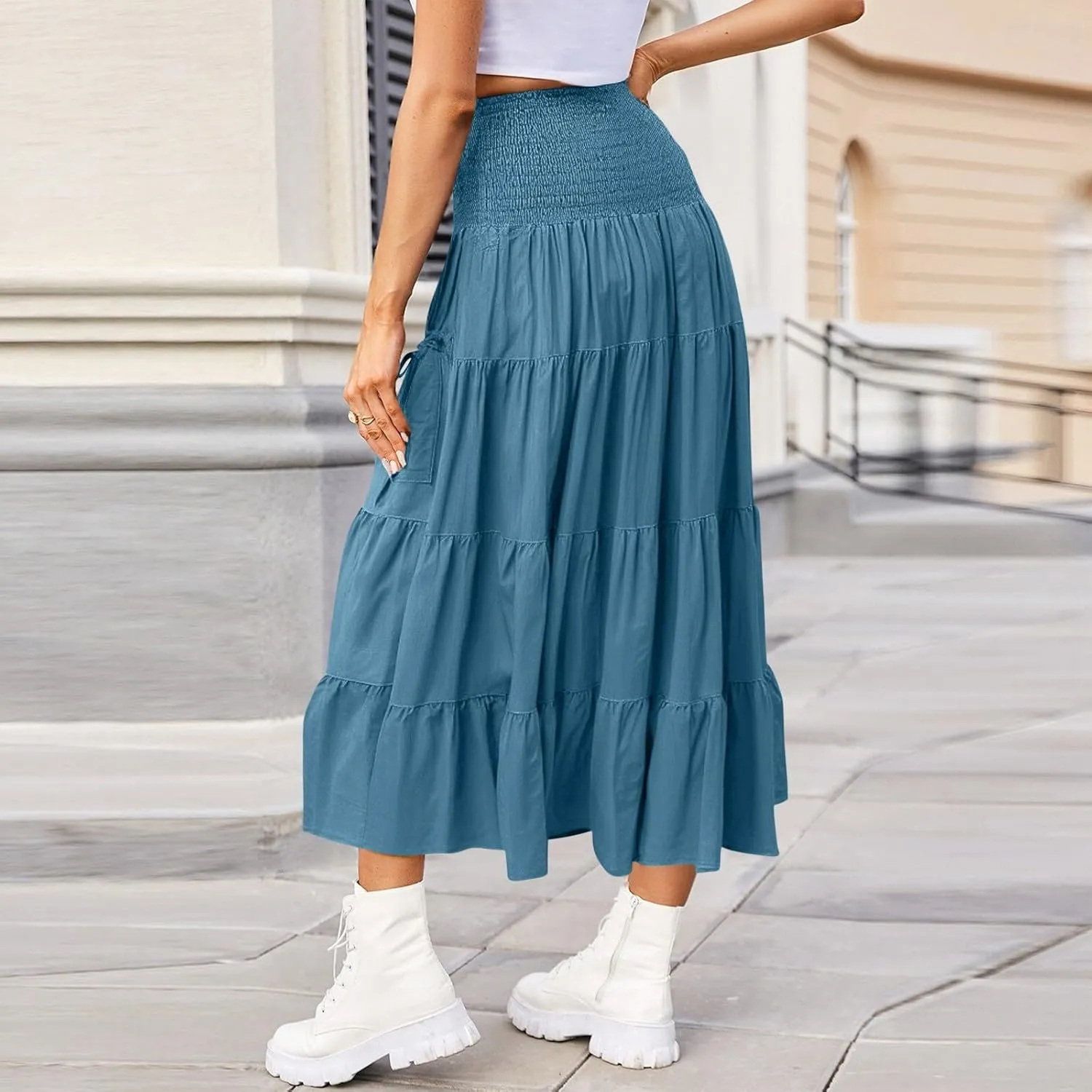 Flowy Boho Maxi Skirts for Women, 2025 Trendy Casual Elegantes High Waisted Long Skirt