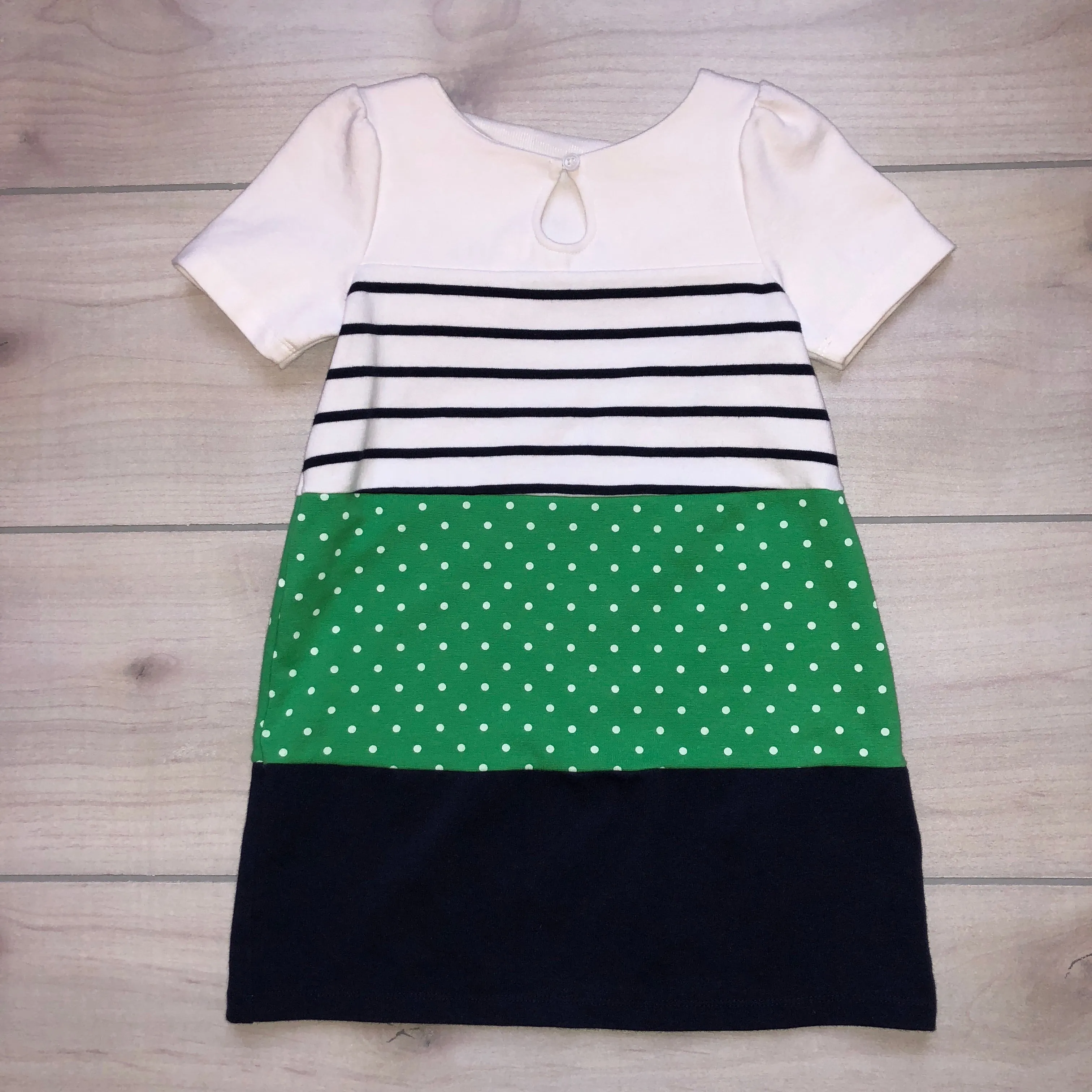 Gymboree Green Navy White Cotton Shift Dress