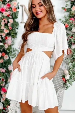 Hopeful Hearts Cross-Front Cut-Out Mini Dress (White)