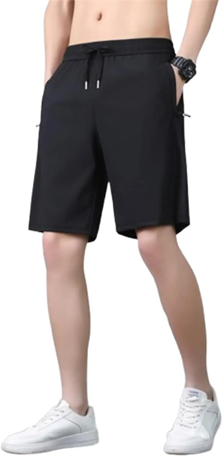 Ice Silk Quick Dry Shorts, Breathable and Comfortable Sports Shorts with Zipper Pockets, Suitable for Running, Casual