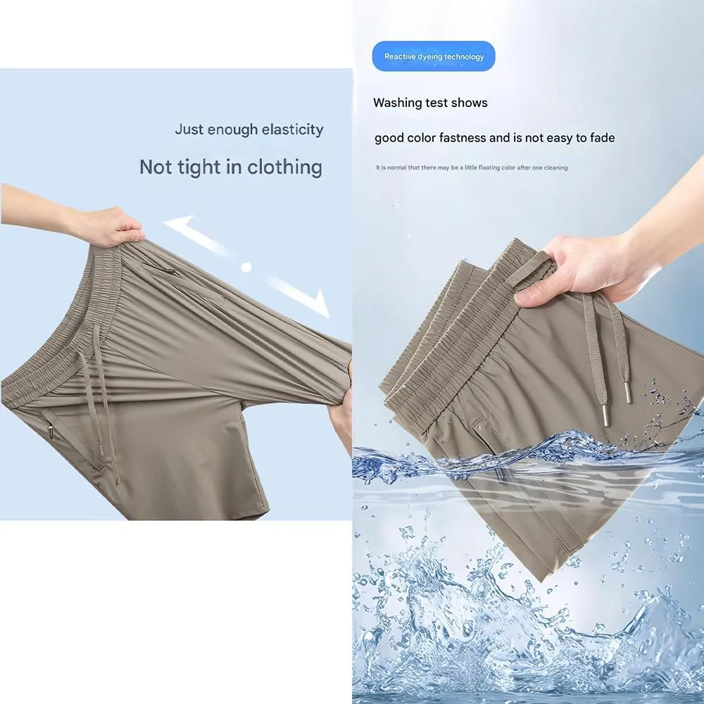 Ice Silk Quick Dry Shorts, Breathable and Comfortable Sports Shorts with Zipper Pockets, Suitable for Running, Casual