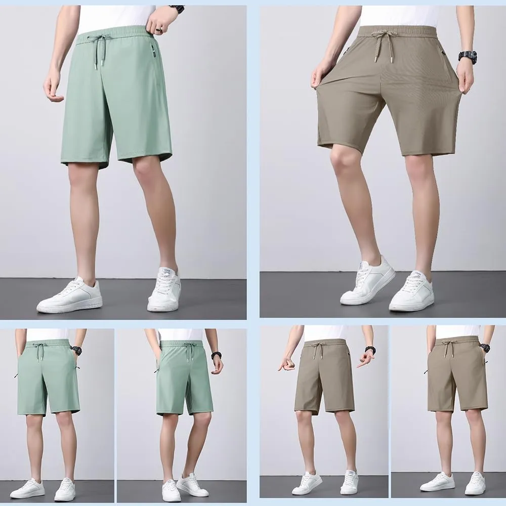 Ice Silk Quick Dry Shorts, Breathable and Comfortable Sports Shorts with Zipper Pockets, Suitable for Running, Casual
